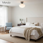 Load image into Gallery viewer, Geotower Rounded Opal Glass Schoolhouse Ceiling Light – Mid-Century Style – Bedroom &amp; Hallway Fixture
