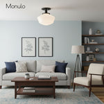 Load image into Gallery viewer, Geotower Rounded Opal Glass Schoolhouse Ceiling Light – Mid-Century Style – Bedroom &amp; Hallway Fixture
