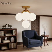 Glorica Glass Elegant Flush Mount Light Fixture - White Globe Design for Contemporary Interiors