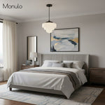 Load image into Gallery viewer, Geotower Glass Art Deco Opal Glass Pendant Light – Elegant Metal Ceiling Mount for Dining Rooms and Living Spaces
