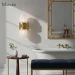 Charger l&#39;image dans la visionneuse de galerie, Applique murale globe en verre Art Déco Tierlux – Lampe en métal et verre pour salon ou salle de bain
