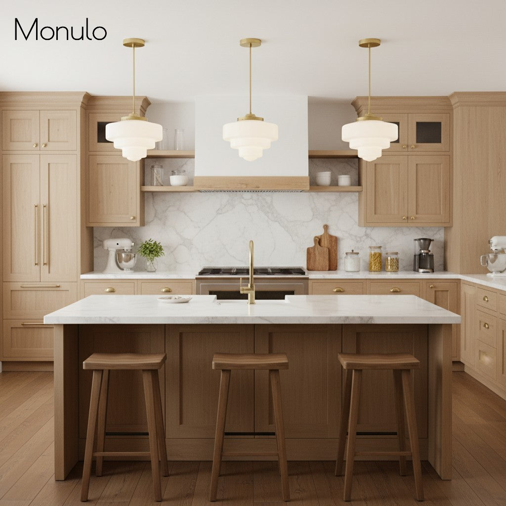 Geotower Glass Art Deco Opal Glass Pendant Light – Elegant Metal Ceiling Mount for Dining Rooms and Living Spaces