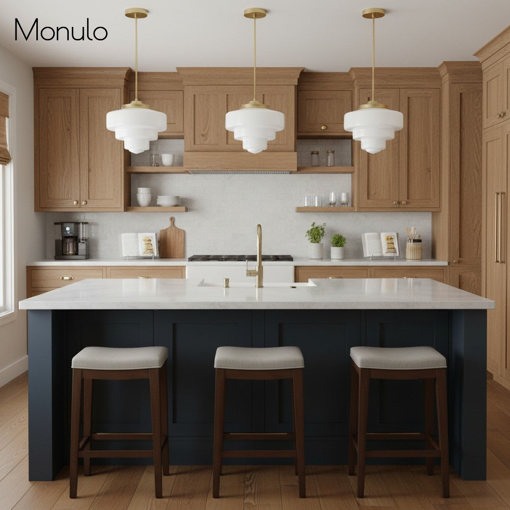 Geotower Glass Art Deco Opal Glass Pendant Light – Elegant Metal Ceiling Mount for Dining Rooms and Living Spaces