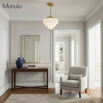 Load image into Gallery viewer, Geotower Glass Art Deco Opal Glass Pendant Light – Elegant Metal Ceiling Mount for Dining Rooms and Living Spaces
