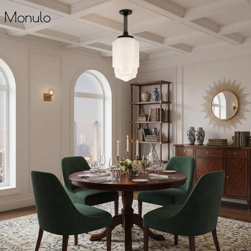 Geotower Glass Opaline Globe Skyscraper Pendant – Art Deco Modern Indoor Accent Light