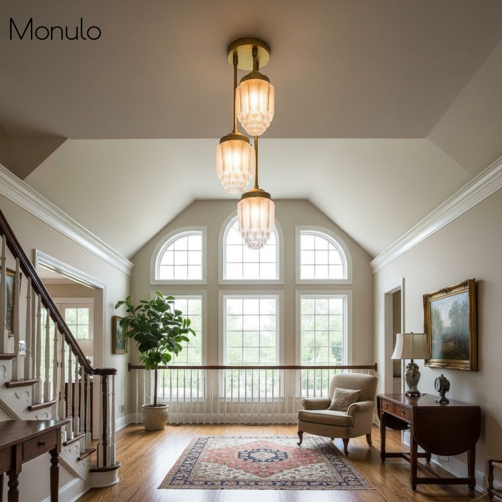 Tierlux Glass Tiered Skyscraper Shade Pendant – Art Deco Ceiling Light for Kitchen Island