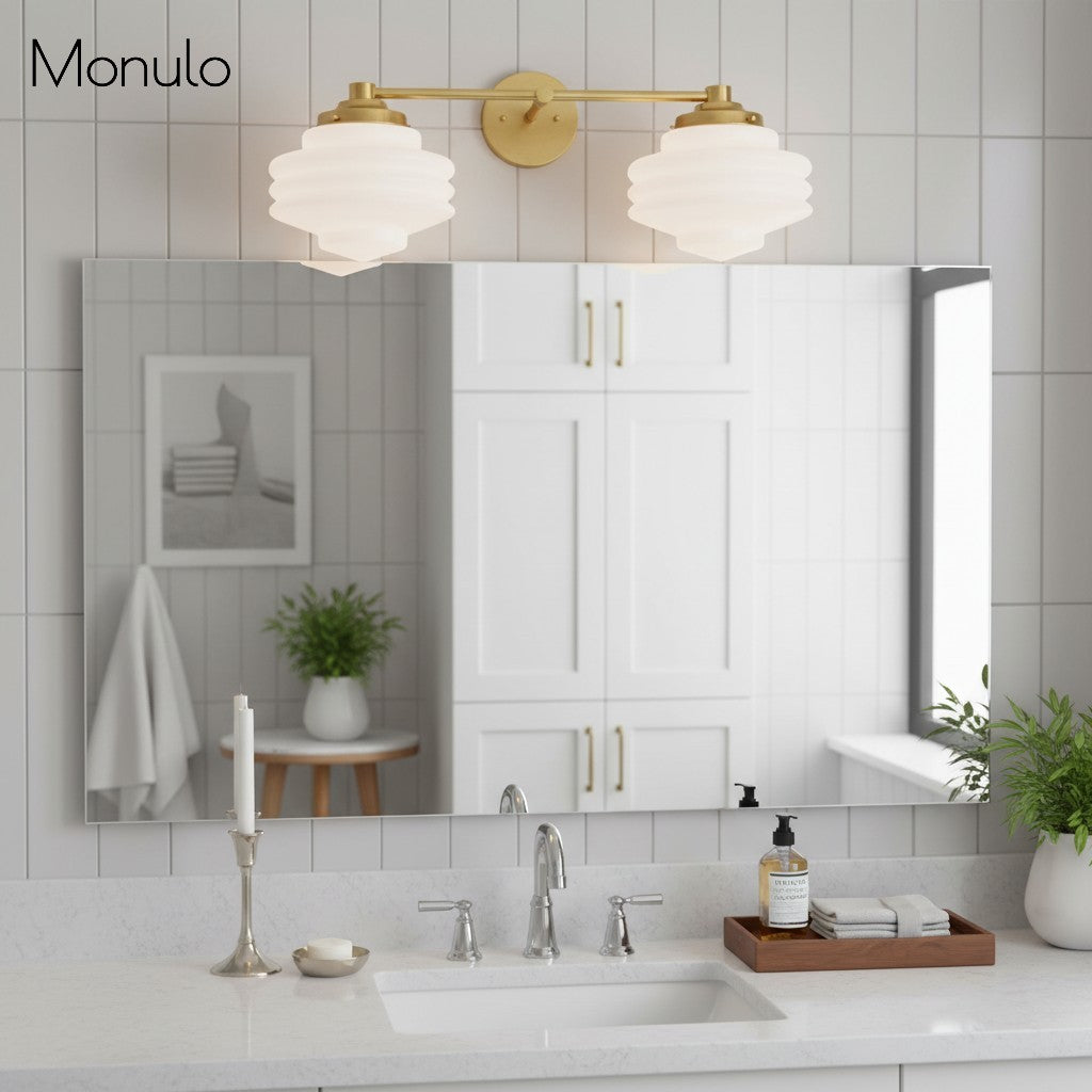 Geotower Glass Elegant Vanity Light – Art Deco Wall-Mounted Bathroom Fixture