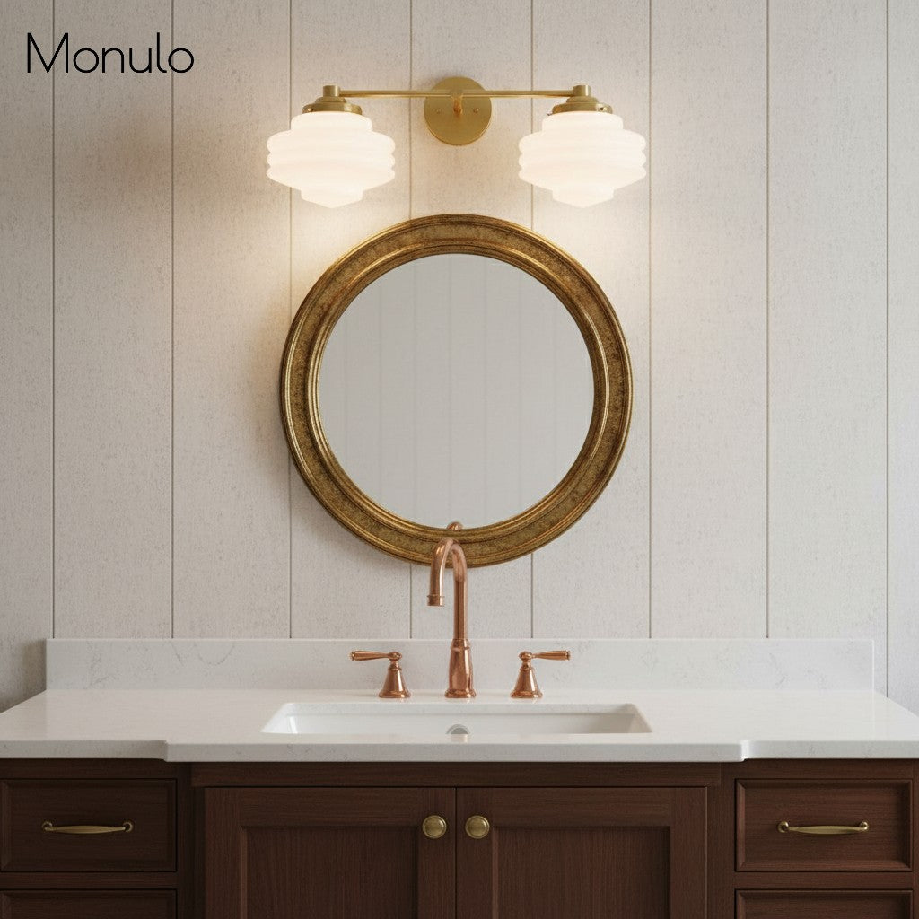 Geotower Glass Elegant Vanity Light – Art Deco Wall-Mounted Bathroom Fixture