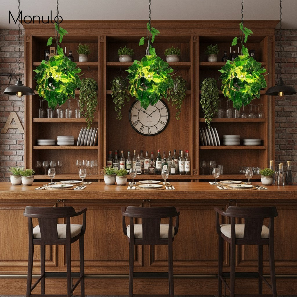 Suspension Verdeleia à plusieurs niveaux ornée de plantes – Lampe suspendue moderne pour la décoration intérieure