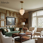 Load image into Gallery viewer, Geotower Glass Layered Globe Art Deco Pendant for Dining Room
