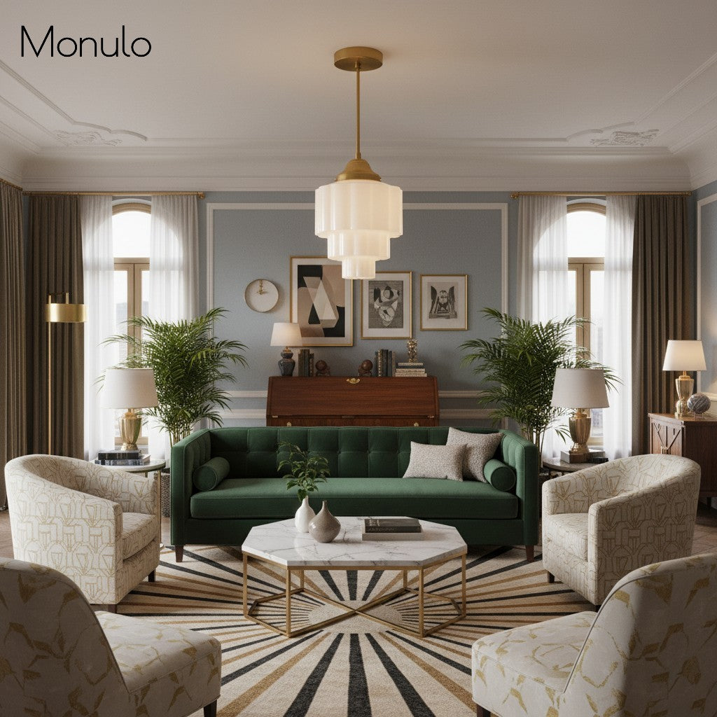 Geotower Glass Layered Globe Art Deco Pendant for Dining Room