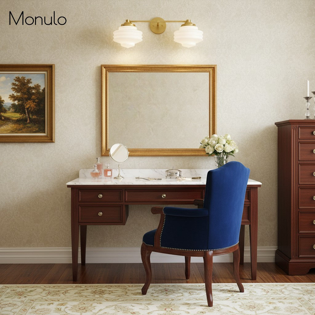 Geotower Glass Elegant Vanity Light – Art Deco Wall-Mounted Bathroom Fixture