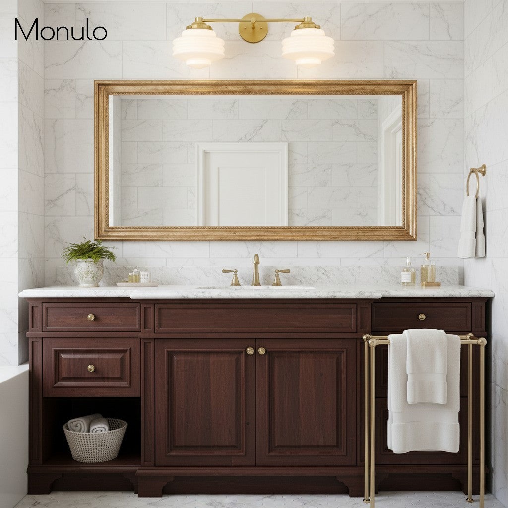 Geotower Glass Elegant Vanity Light – Art Deco Wall-Mounted Bathroom Fixture