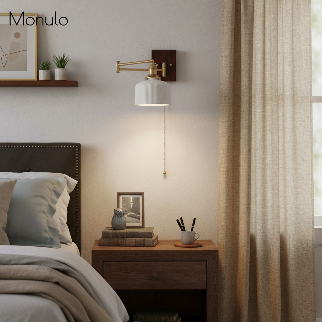 Glavora Keramische Wandlampe mit gebogenem Arm – Elegantes modernes Design für Schlafzimmer und Wohnzimmer