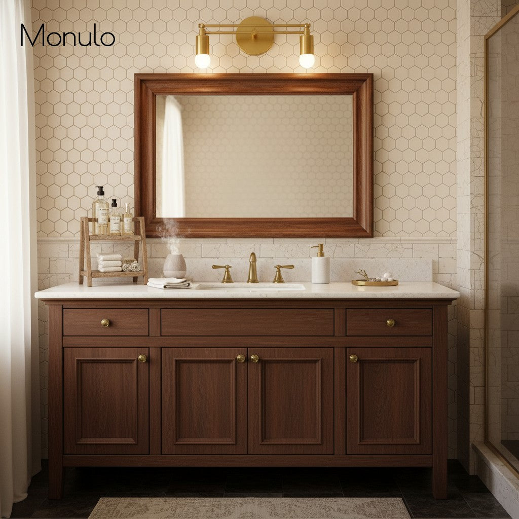 Mobilux Line Sleek Mehrkopf Badezimmer Wandleuchte – Designer Schminkspiegelwandleuchte mit Glasschirmen