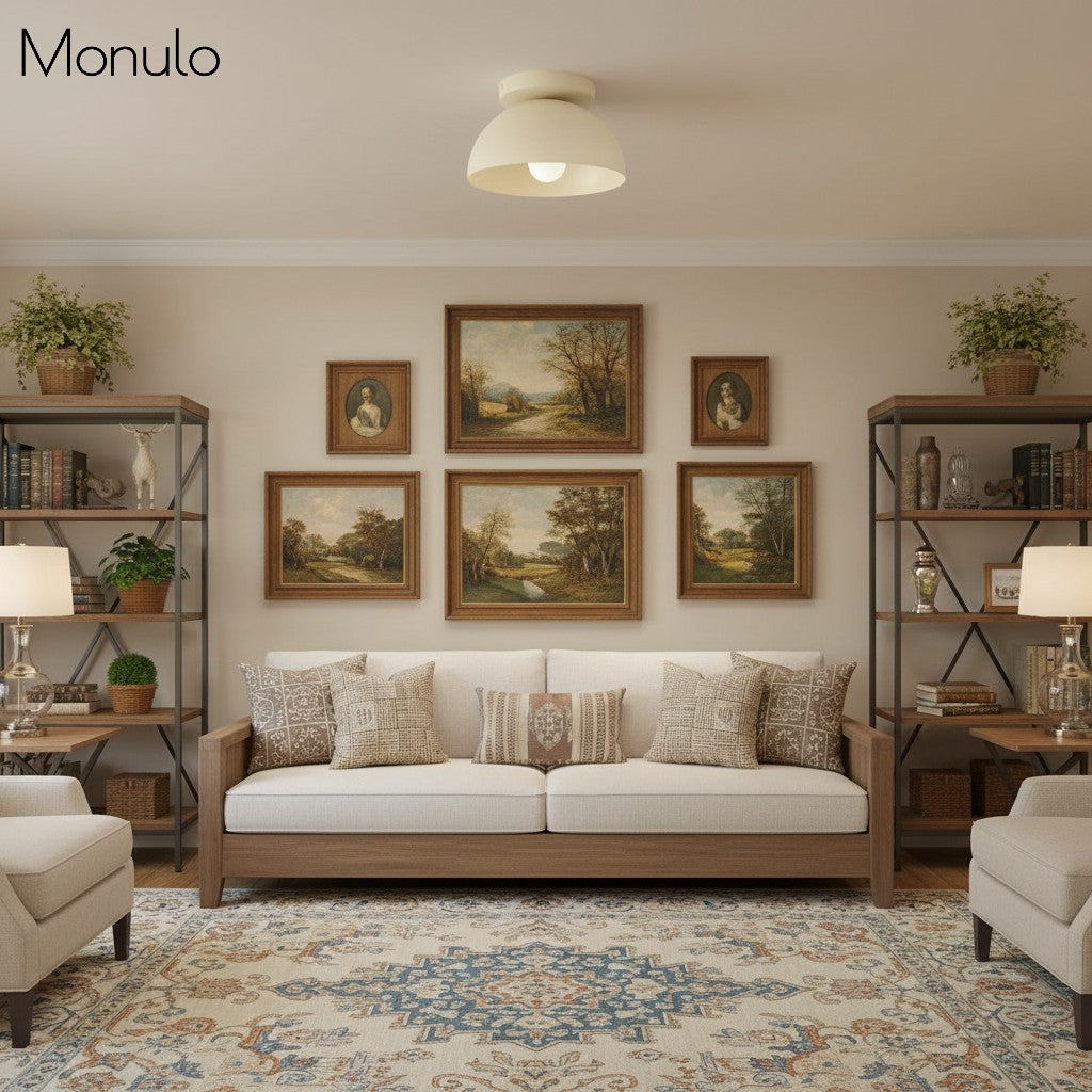 Metio Dome Minimalist Ceiling Lamp – Flush Mount for Small Spaces, Multi-Color Options