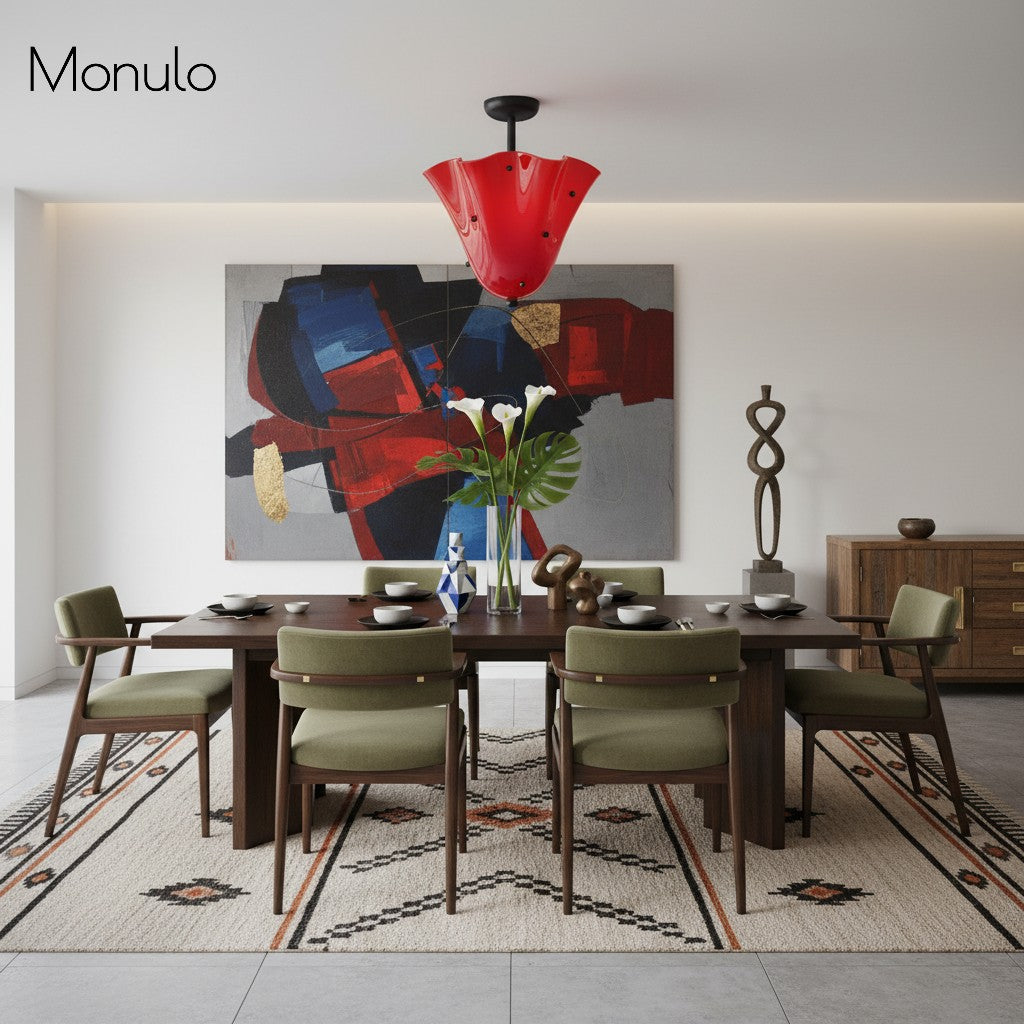 Lámpara de techo Bellina contemporánea con forma de pétalo, de cristal y metal – Luz de montaje empotrado regulable para interiores modernos