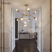Mobilux Line Geometric Chandelier – Modern Metal Light for Bedroom