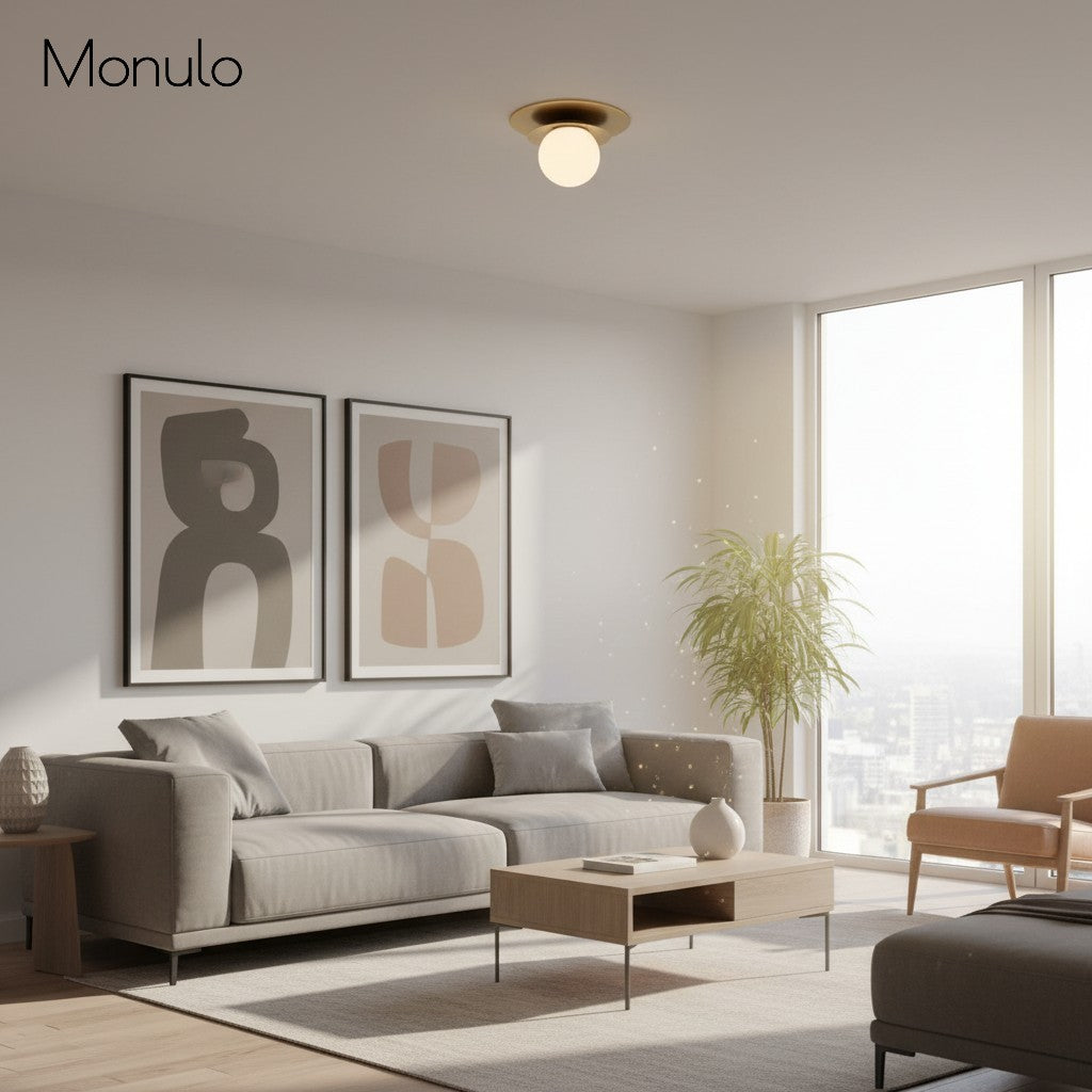 Artivo Modern Layered Globe Ceiling Light with Brass Finish for Living Room, Bedroom and Bathroom
