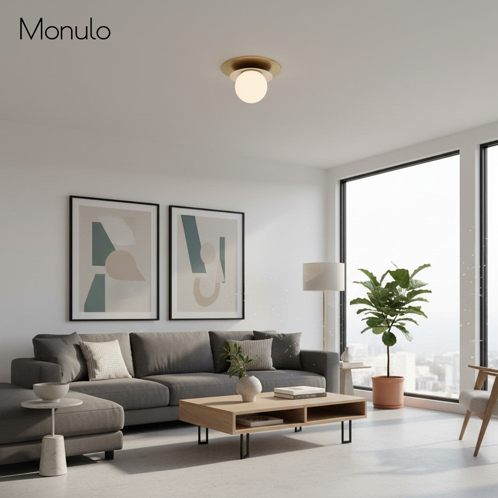 Artivo Modern Layered Globe Ceiling Light with Brass Finish for Living Room, Bedroom and Bathroom