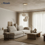 Cargar imagen en el visor de la Galería, Lámpara de araña Rivrona con pantalla esférica texturizada — Lámpara colgante contemporánea de 3 luces para interiores del hogar