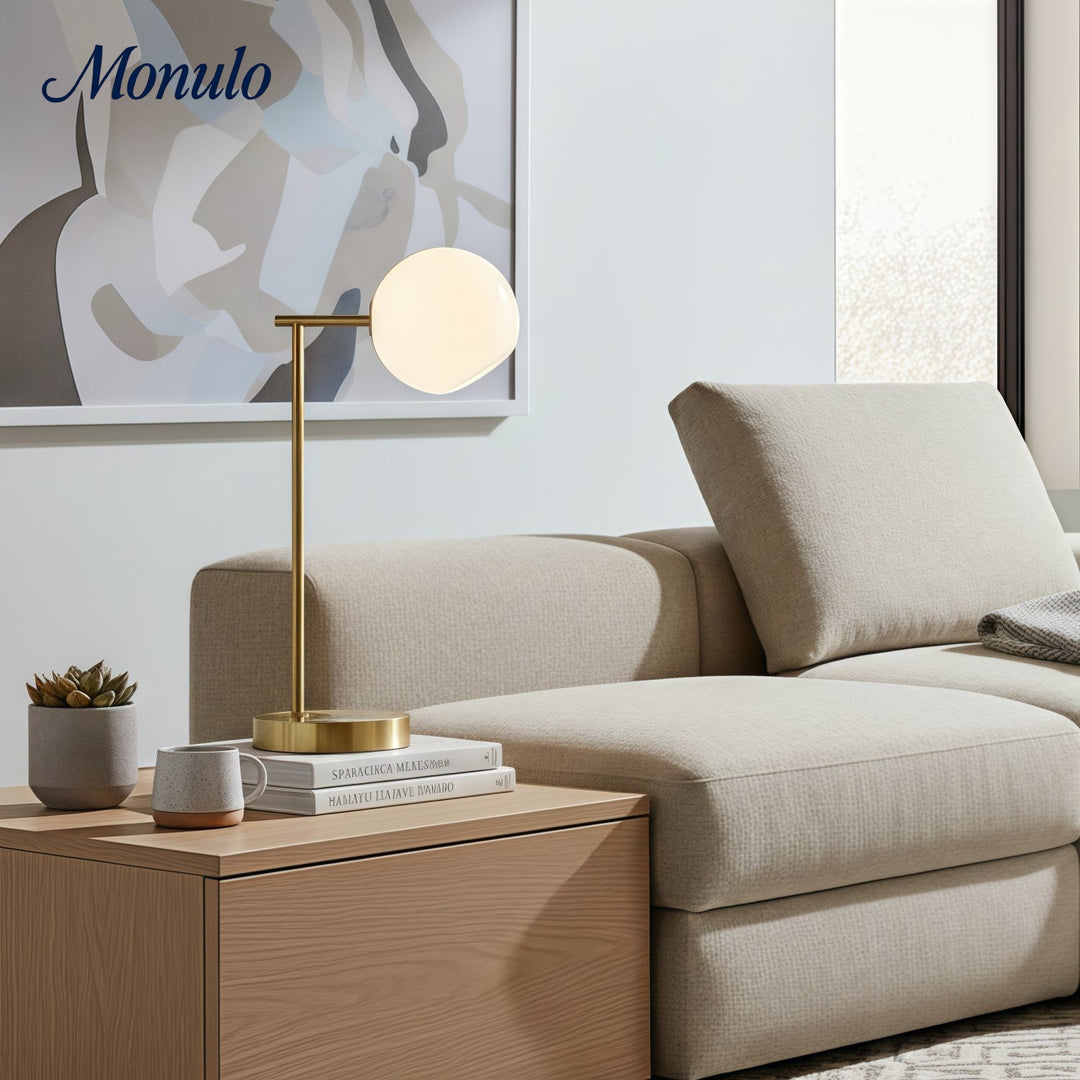 Brina Contemporary Tischlampe - Glas Schreibtischlampe mit USB-Ladeanschluss