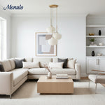 Cargar imagen en el visor de la Galería, Lámpara de araña Rivrona con pantalla esférica texturizada — Lámpara colgante contemporánea de 3 luces para interiores del hogar