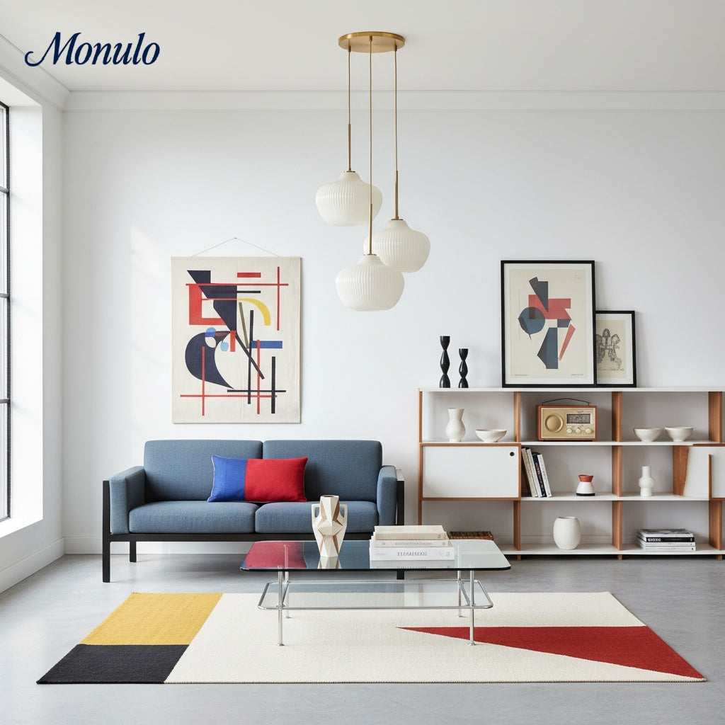 Lámpara de araña Rivrona con pantalla esférica texturizada — Lámpara colgante contemporánea de 3 luces para interiores del hogar