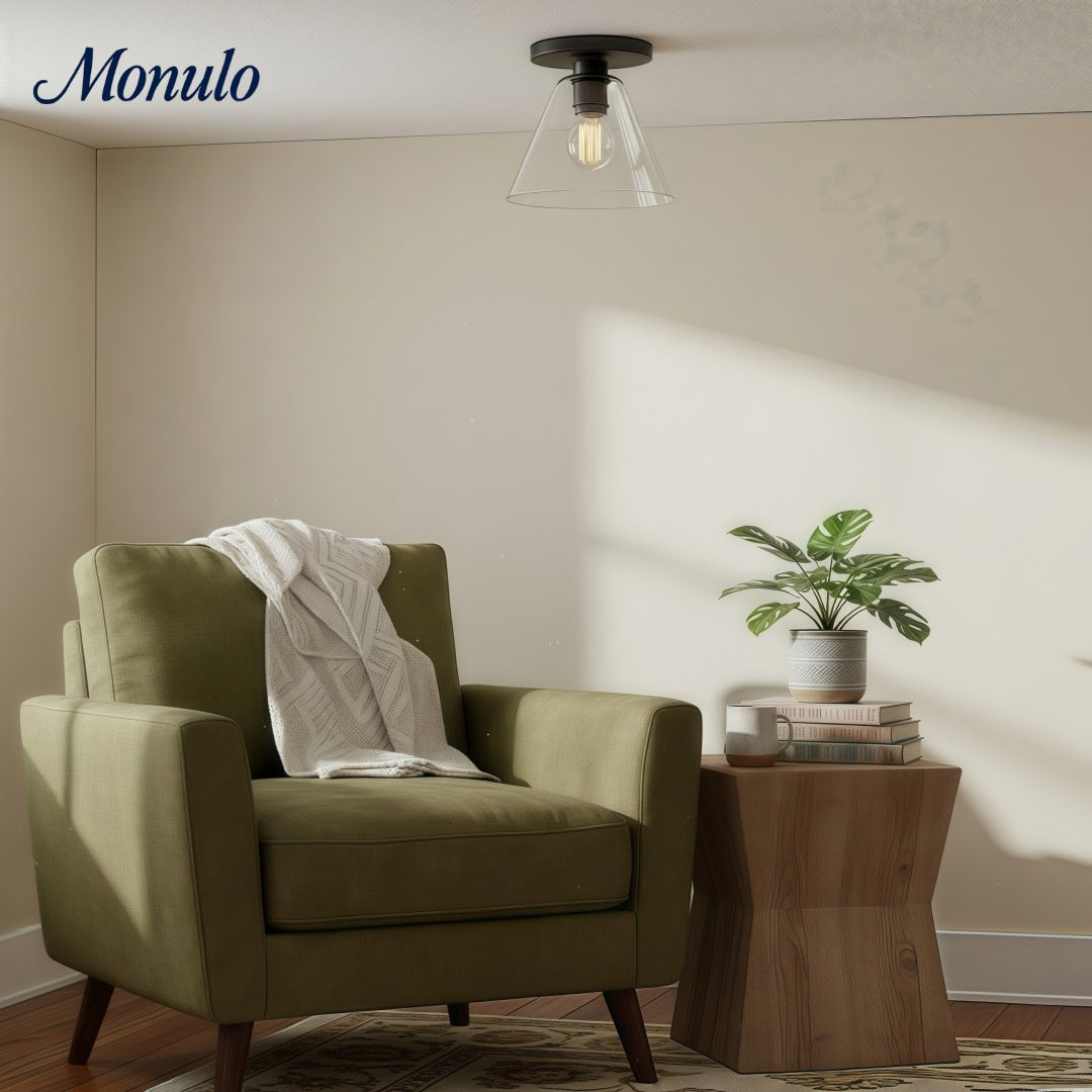 Conica Geometric Cone Glass Flush Mount – Minimalist Home Lighting