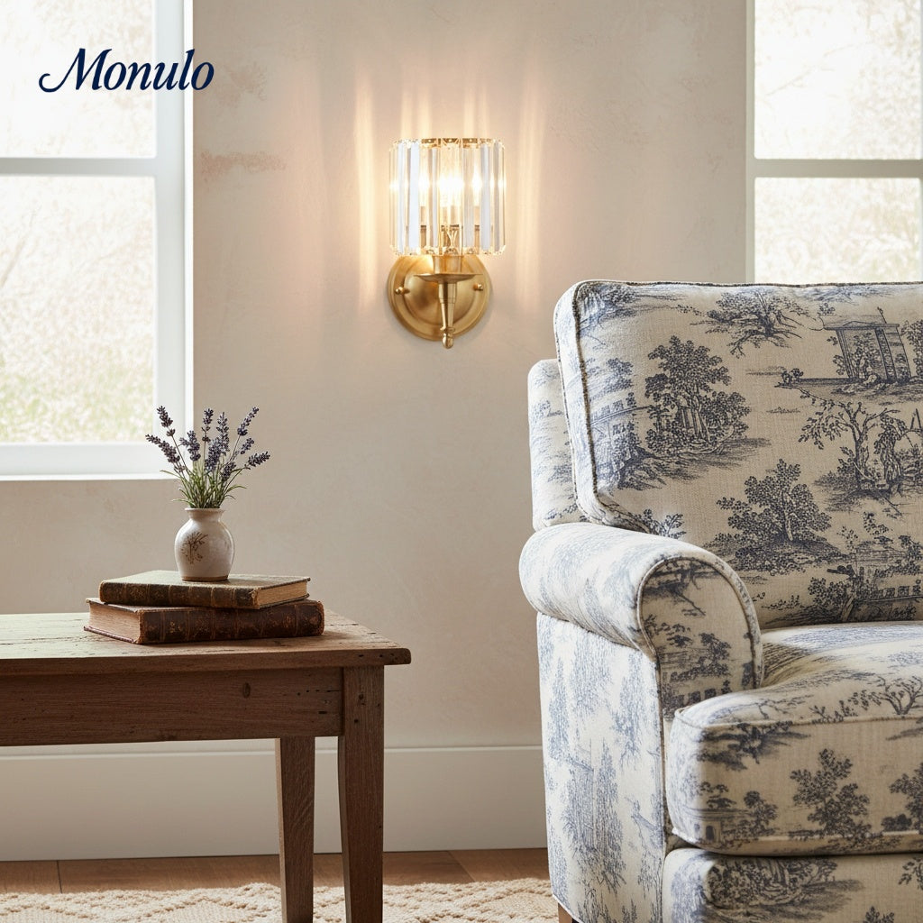 Aplique de pared vintage Lustrielle Sparkling Crystal: lámpara de pared de lujo para pasillo y comedor.