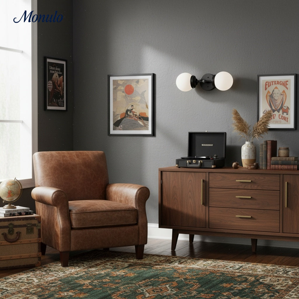 Aplique de pared geométrico moderno Lumio Globe – Elegante lámpara de tocador Art Déco para tocador o pasillo