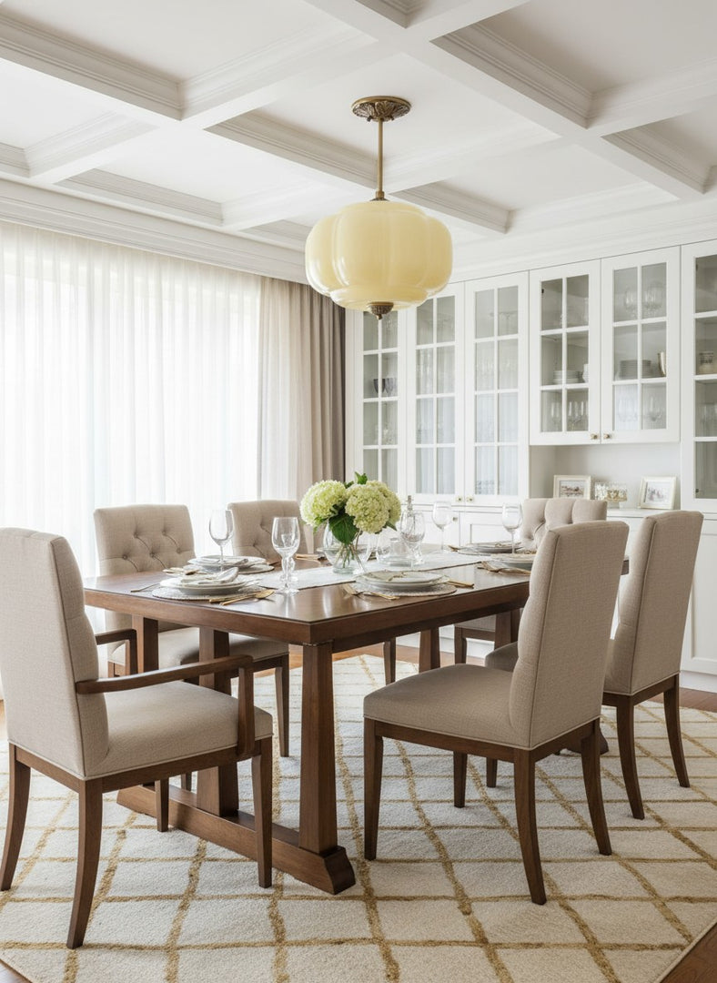 Vintage Milk Glass Semi Flush Mount Eloise Pendant Light