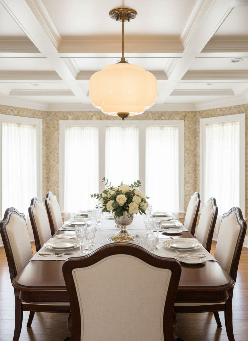 Suspension semi-encastrée vintage Eloise en verre laiteux 