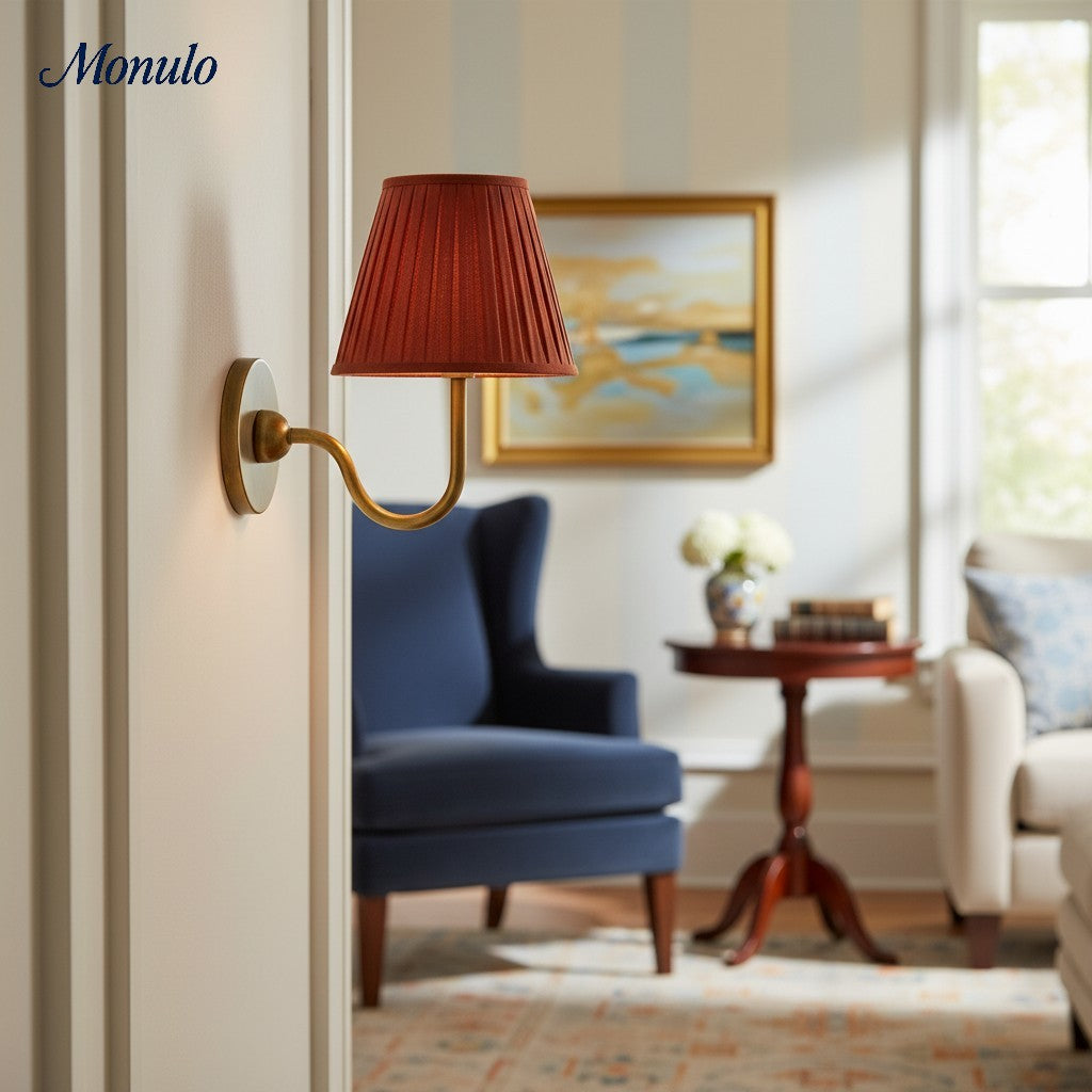 Luvora Fabric Shade Wall Sconce with Drum Shade - Classic Pleated Sconce Light