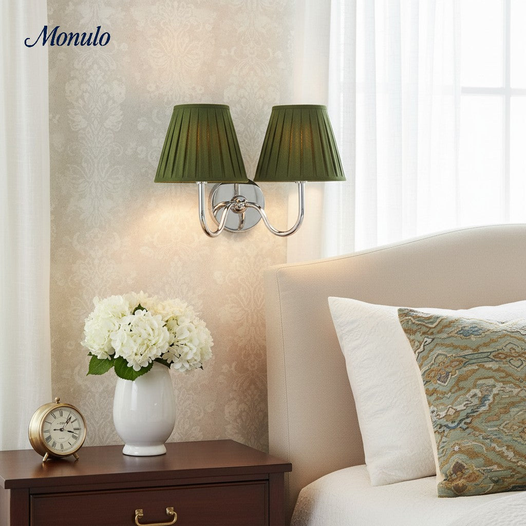 Luvora Fabric Shade Wall Sconce with Drum Shade - Classic Pleated Sconce Light