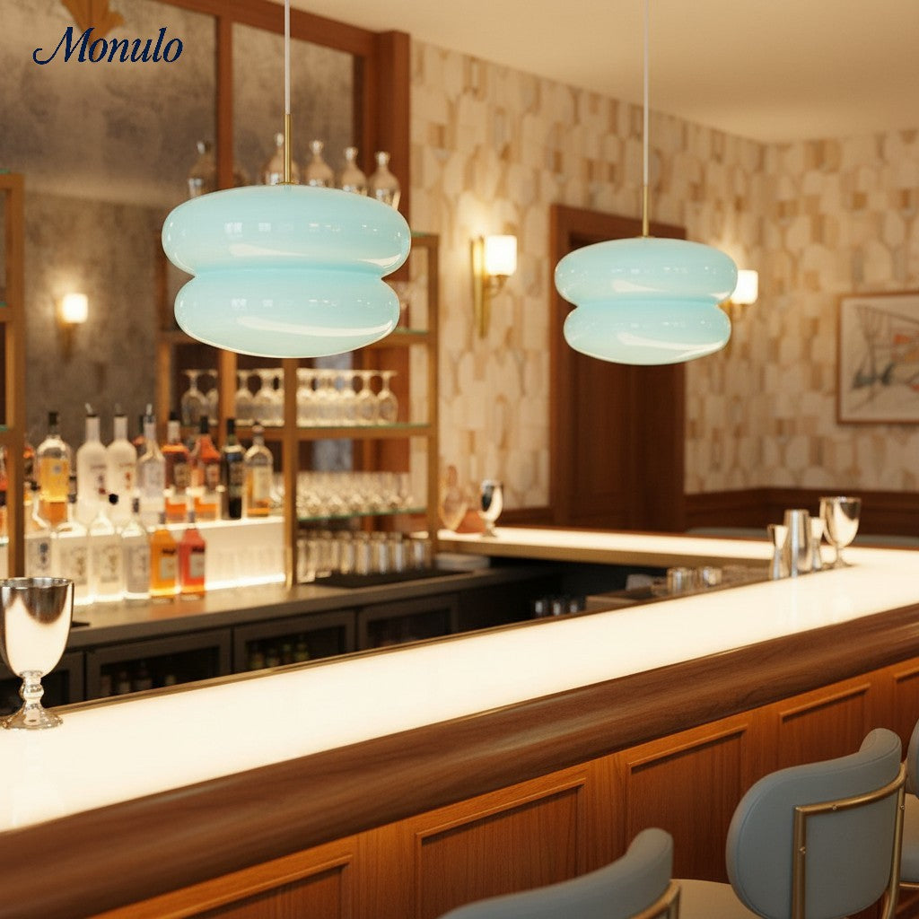 Lámpara colgante Coloria Soft-Glow de cristal opalino: una lámpara colgante contemporánea para la sala de estar.