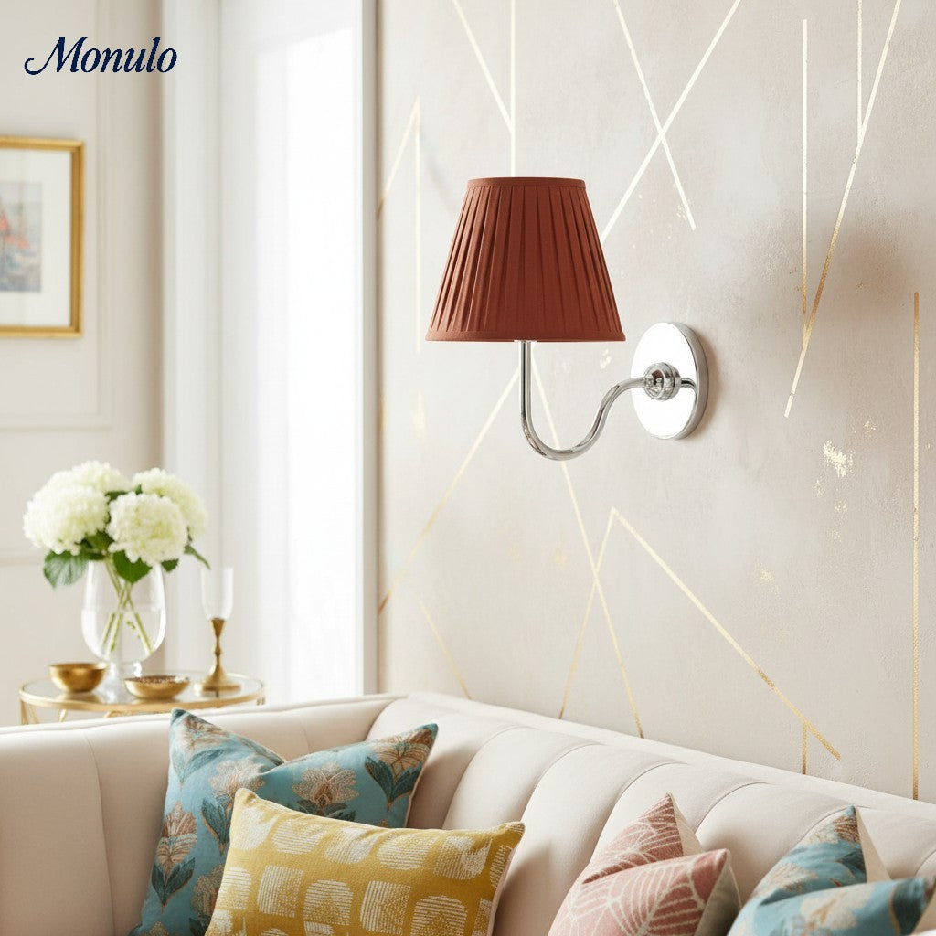Luvora Fabric Shade Wall Sconce with Drum Shade - Classic Pleated Sconce Light