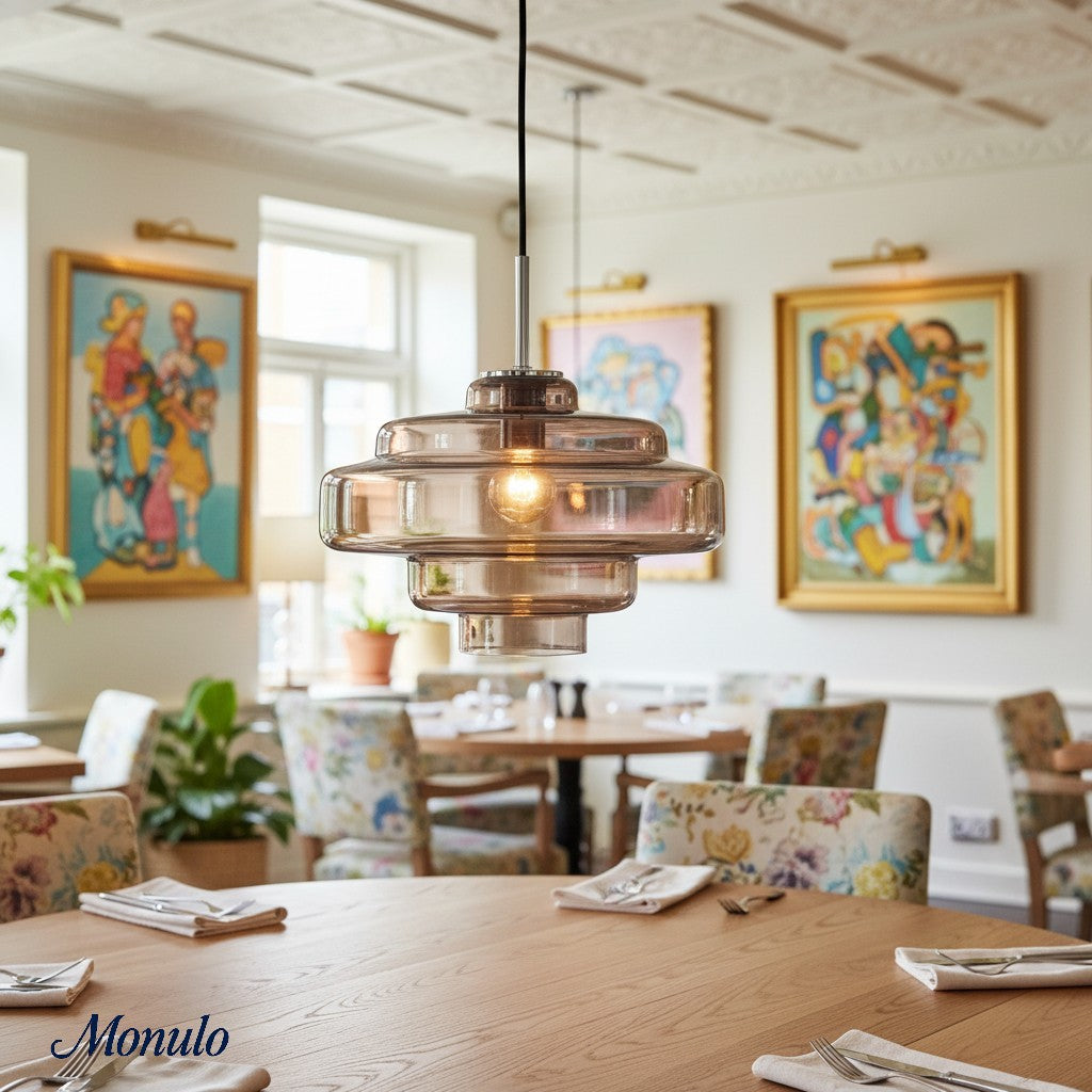 Koloro Colored Glass Shade Pendant Lamp – Adjustable Suspension Modern Interior Lighting Fixture