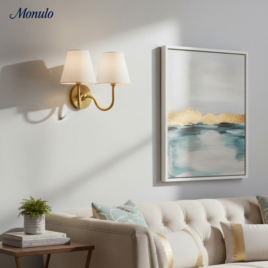 Luvora Fabric Shade Wall Sconce with Drum Shade - Classic Pleated Sconce Light