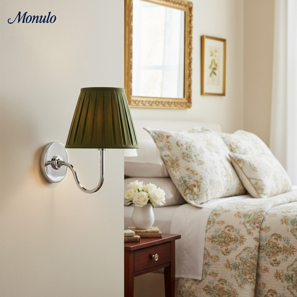 Luvora Fabric Shade Wall Sconce with Drum Shade - Classic Pleated Sconce Light