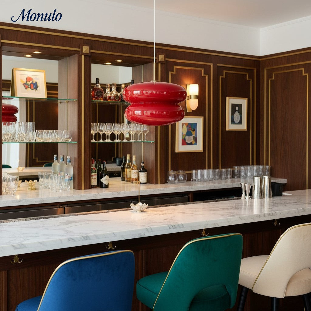 Lámpara colgante Coloria Soft-Glow de cristal opalino: una lámpara colgante contemporánea para la sala de estar.