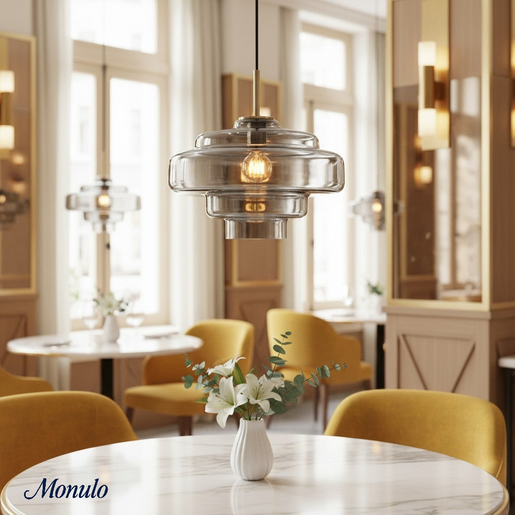 Koloro Colored Glass Shade Pendant Lamp – Adjustable Suspension Modern Interior Lighting Fixture