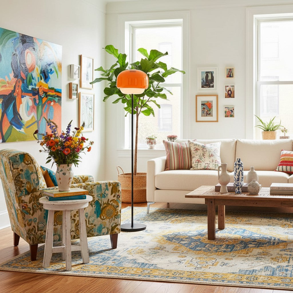 Clinco Artistic Colored Glass Floor Lamp – Ideal for Modern Spaces & Relaxing Ambiance