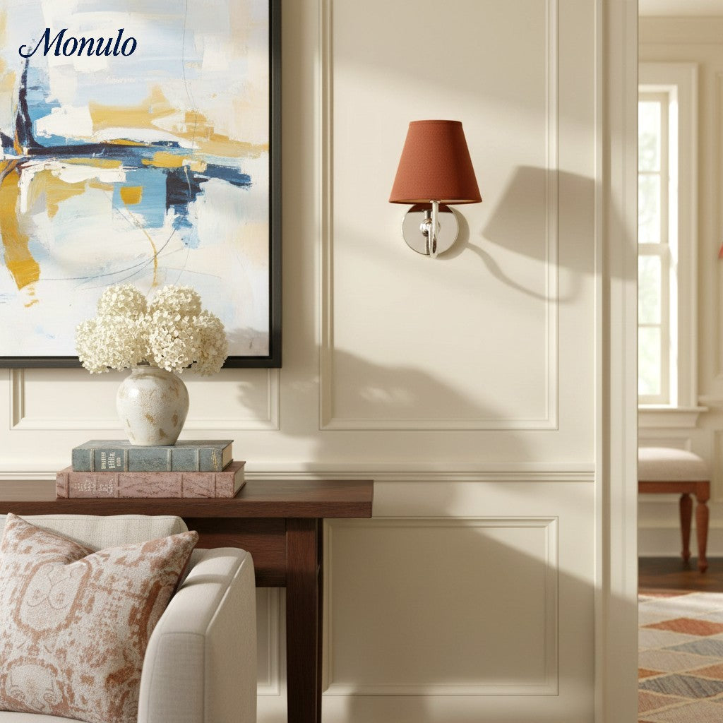 Luvora Fabric Shade Wall Sconce with Drum Shade - Classic Pleated Sconce Light