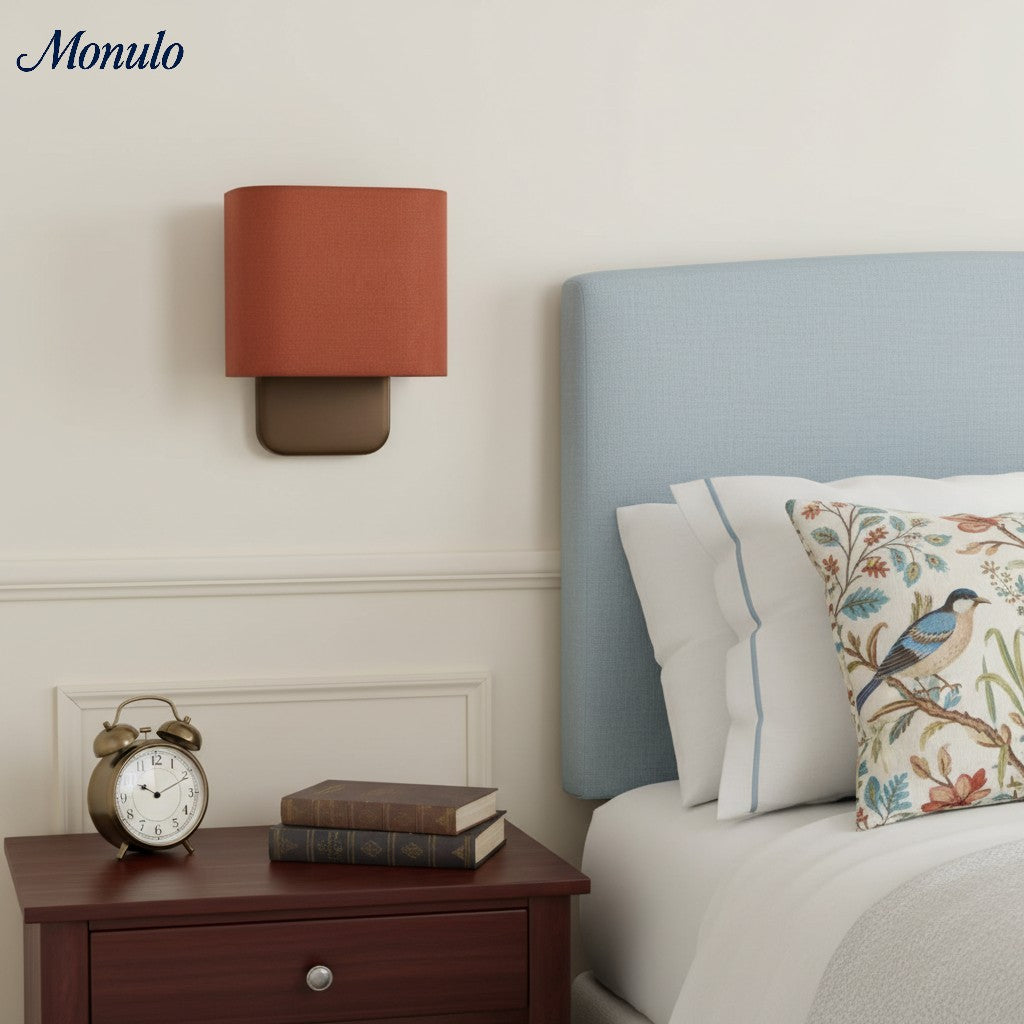 Nolvara Soft Fabric Luxe Metal Fabric Wall Sconce for Bedroom Reading Light