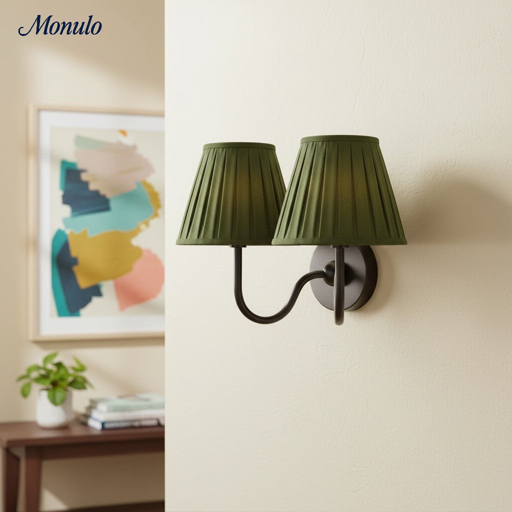 Luvora Fabric Shade Wall Sconce with Drum Shade - Classic Pleated Sconce Light