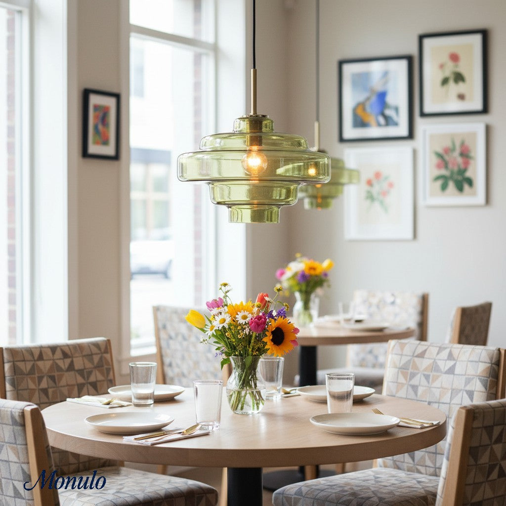 Koloro Colored Glass Shade Pendant Lamp – Adjustable Suspension Modern Interior Lighting Fixture