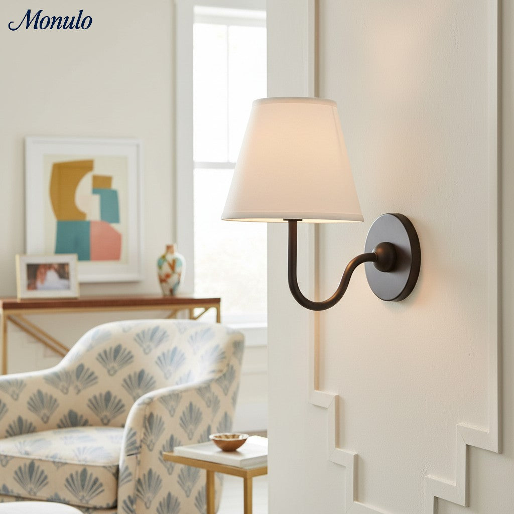 Luvora Fabric Shade Wall Sconce with Drum Shade - Classic Pleated Sconce Light