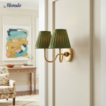 Load image into Gallery viewer, Luvora Fabric Shade Wall Sconce with Drum Shade - Classic Pleated Sconce Light
