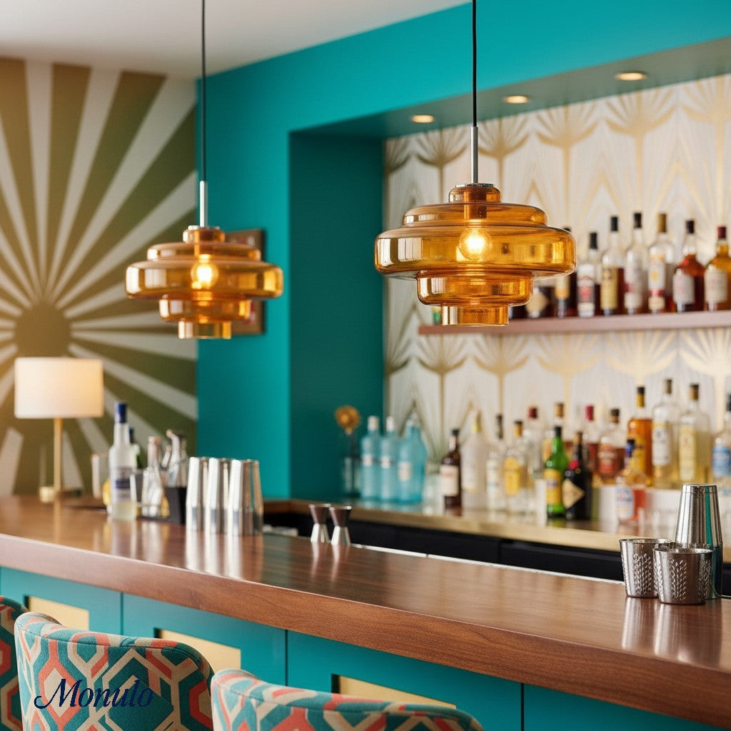 Koloro Colored Glass Shade Pendant Lamp – Adjustable Suspension Modern Interior Lighting Fixture